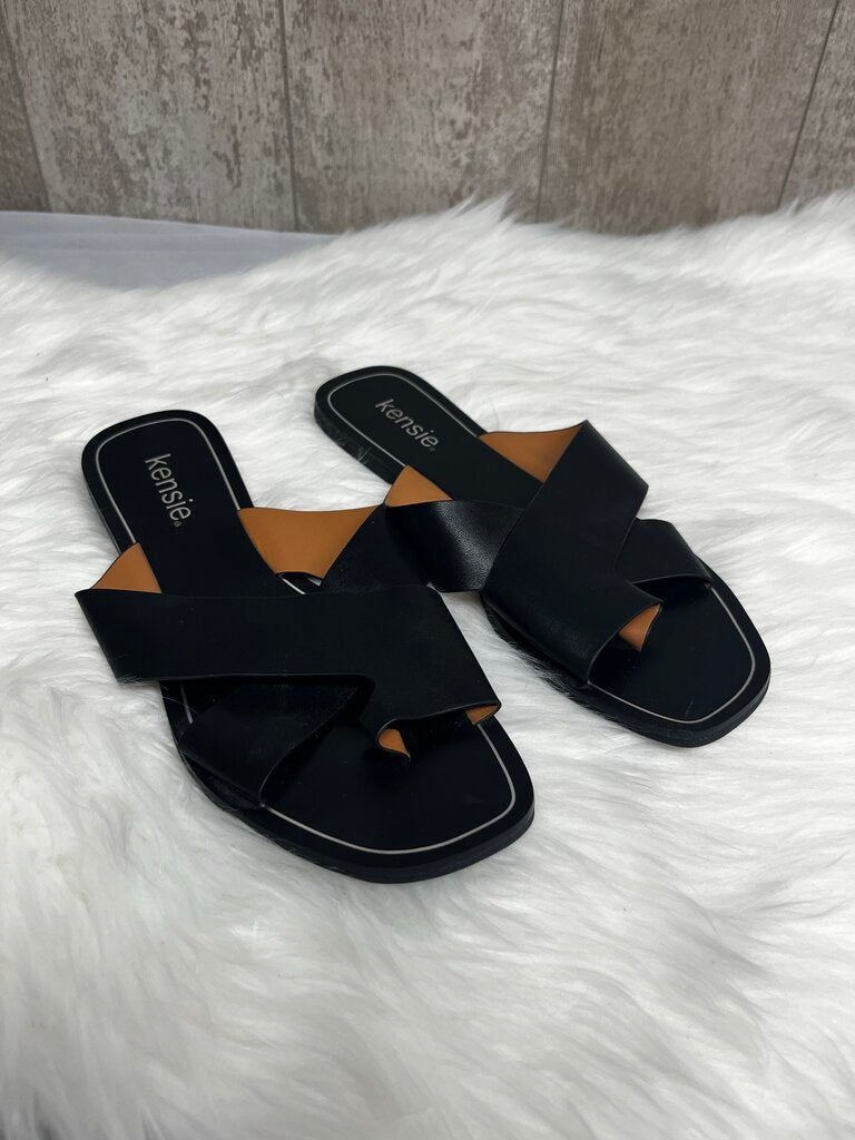 Kensie Nala Black Flat Sandals Size 8.5
