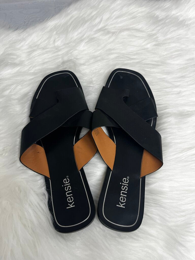 Kensie Nala Black Flat Sandals Size 8.5