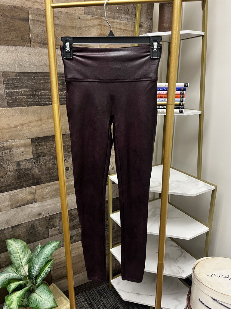 Spanx Burgundy Faux Metallic Leather Legging
