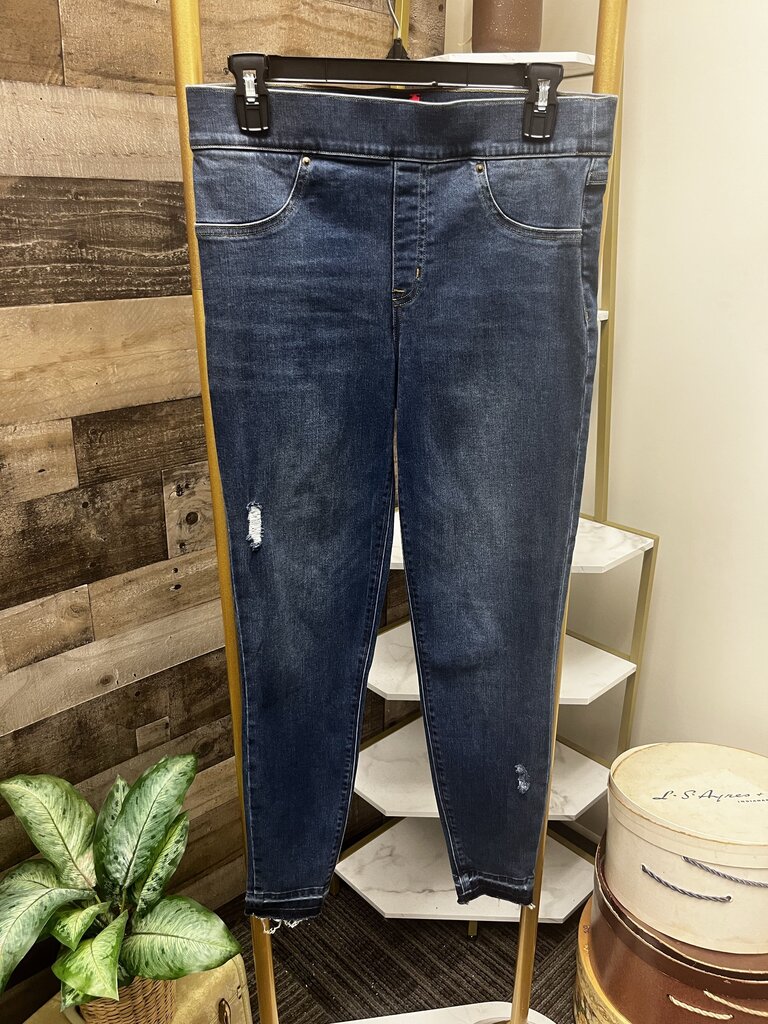 Spanx Dark Blue Pull on Cropped Denim