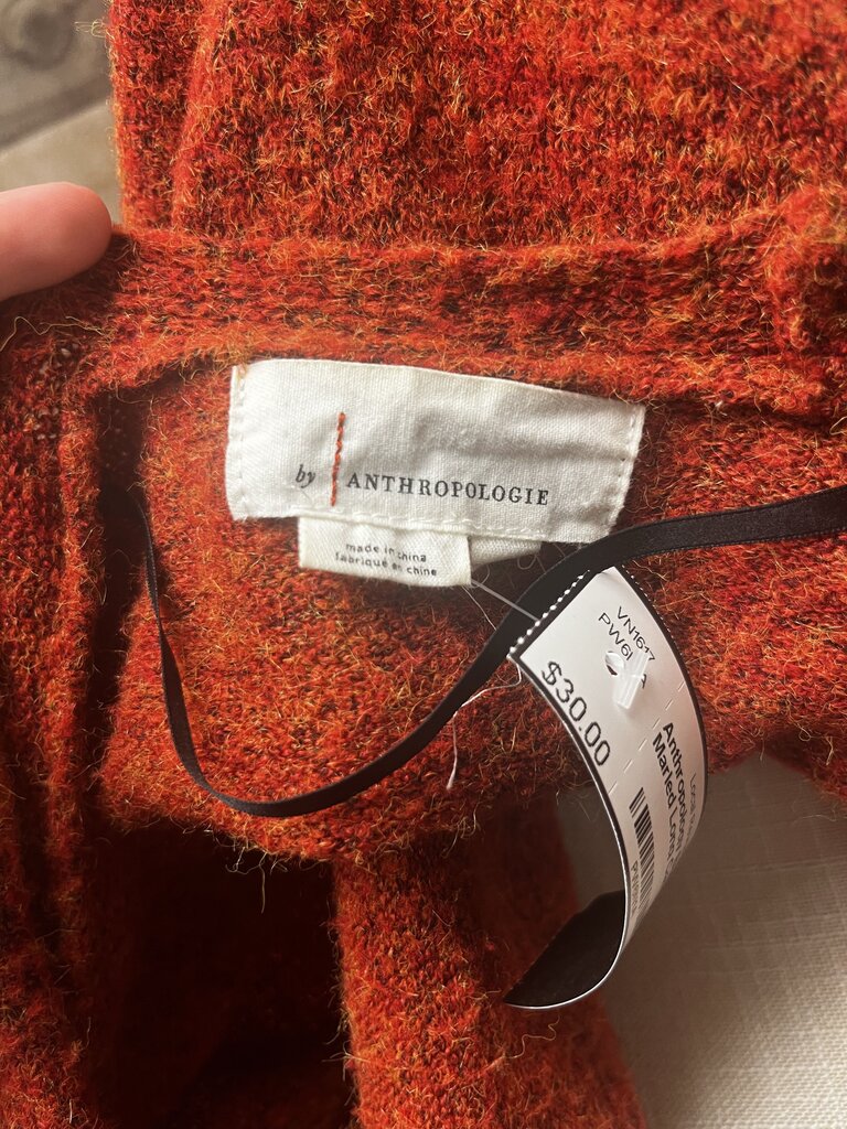 Anthropology Burnt Orange Marled Long Cardigan