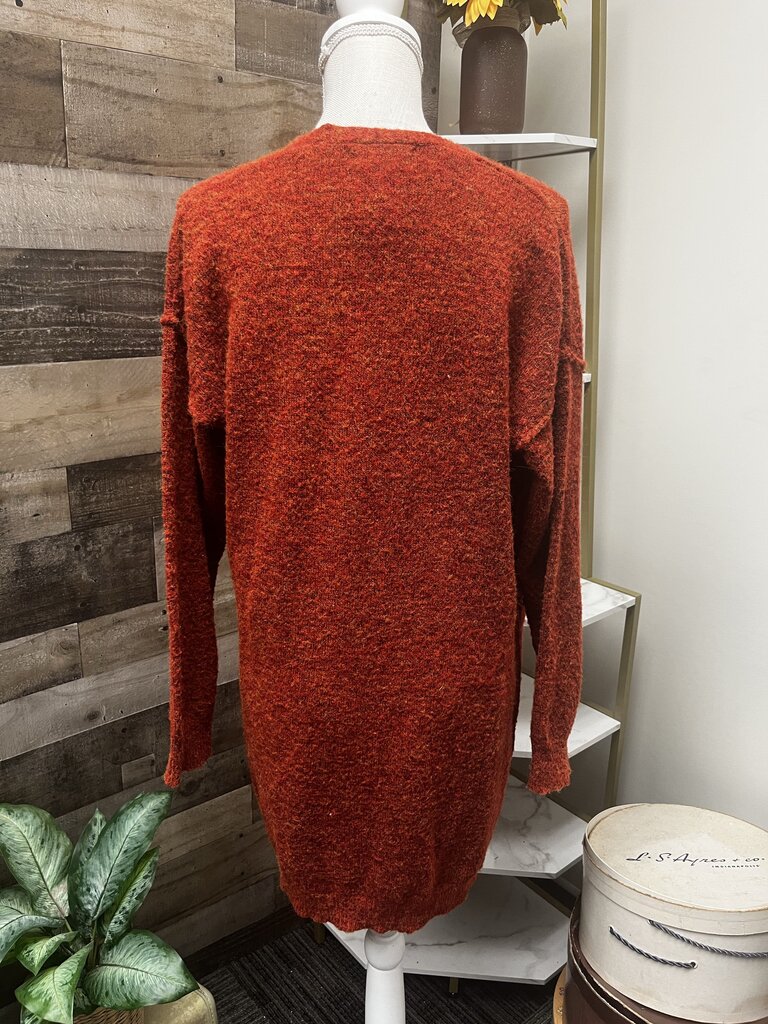Anthropology Burnt Orange Marled Long Cardigan