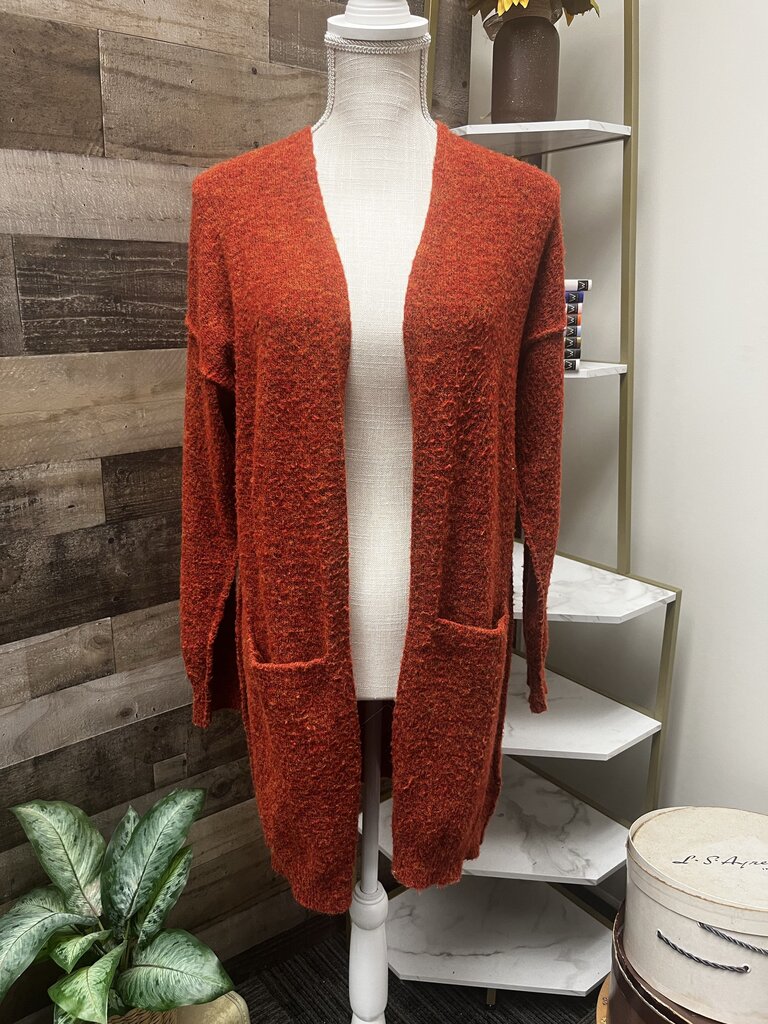 Anthropology Burnt Orange Marled Long Cardigan
