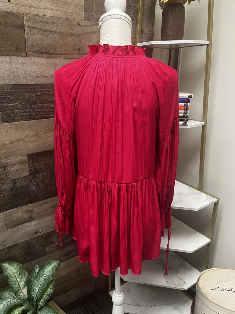 NWT Anthro Bright Pink Silky Split Neck Baby Doll