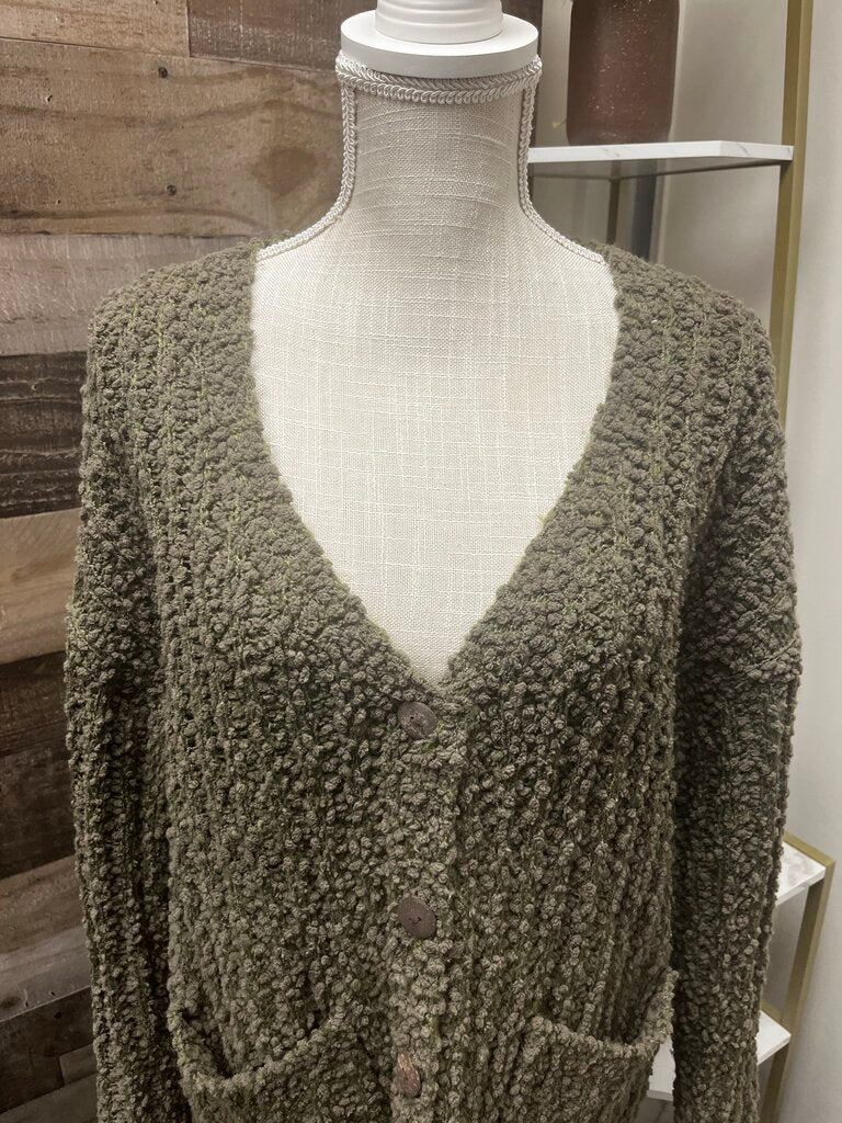 Miracle Olive Green Popcorn Cardigan