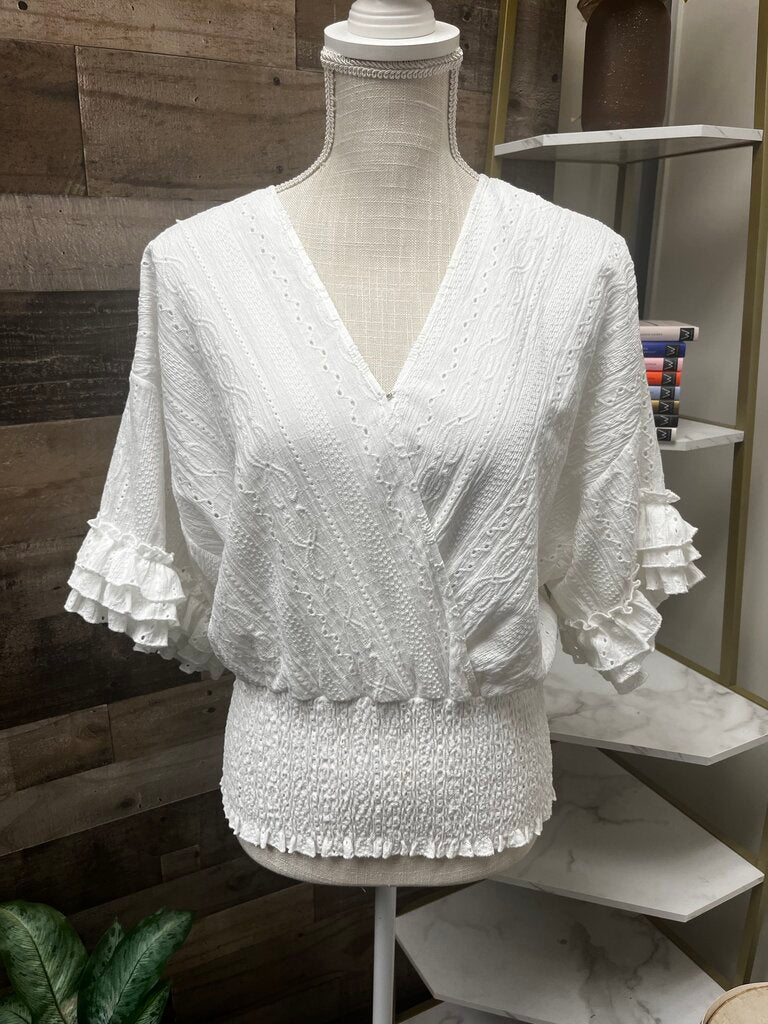 BTFL - Life White Eyelet & Ruffle Blouse