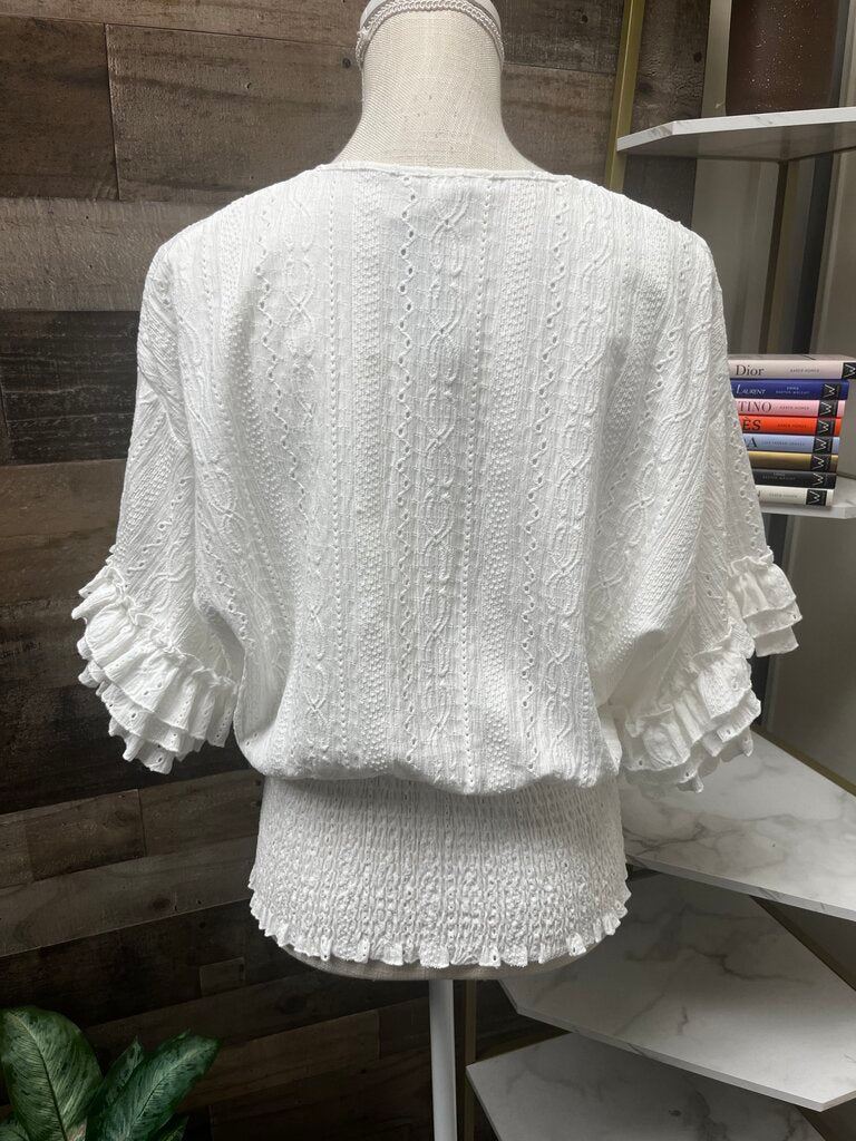 BTFL - Life White Eyelet & Ruffle Blouse
