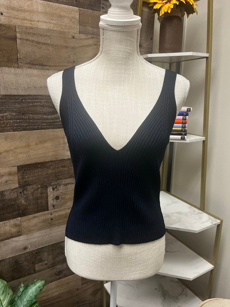 NWT Good America Navy Blue Ribbed Cropped Tank
