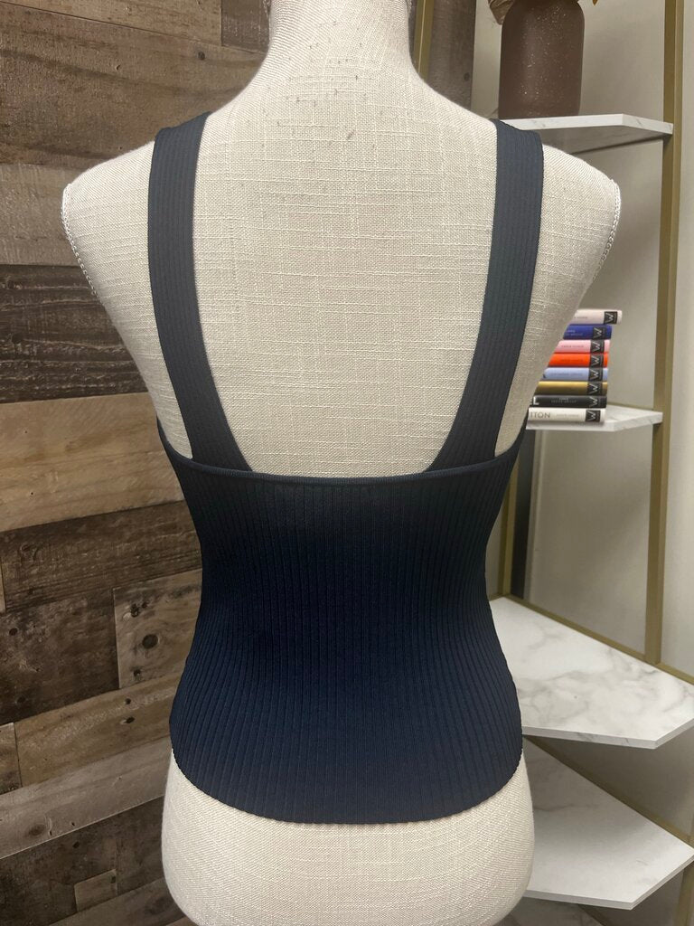NWT Good America Navy Blue Ribbed Cropped Tank