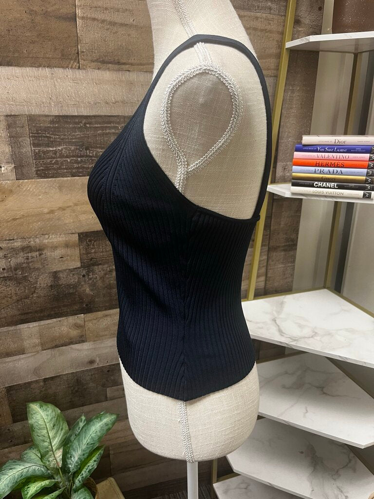 NWT Good America Navy Blue Ribbed Cropped Tank