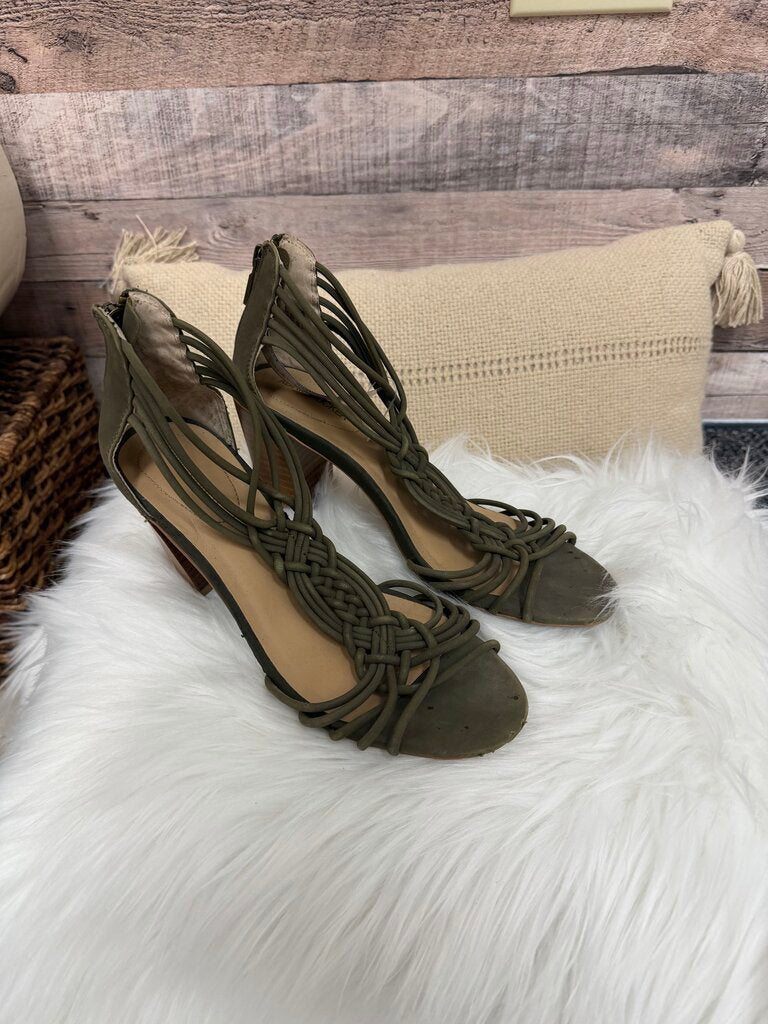 Adam Tucker Olive Green Block Heel Sandal