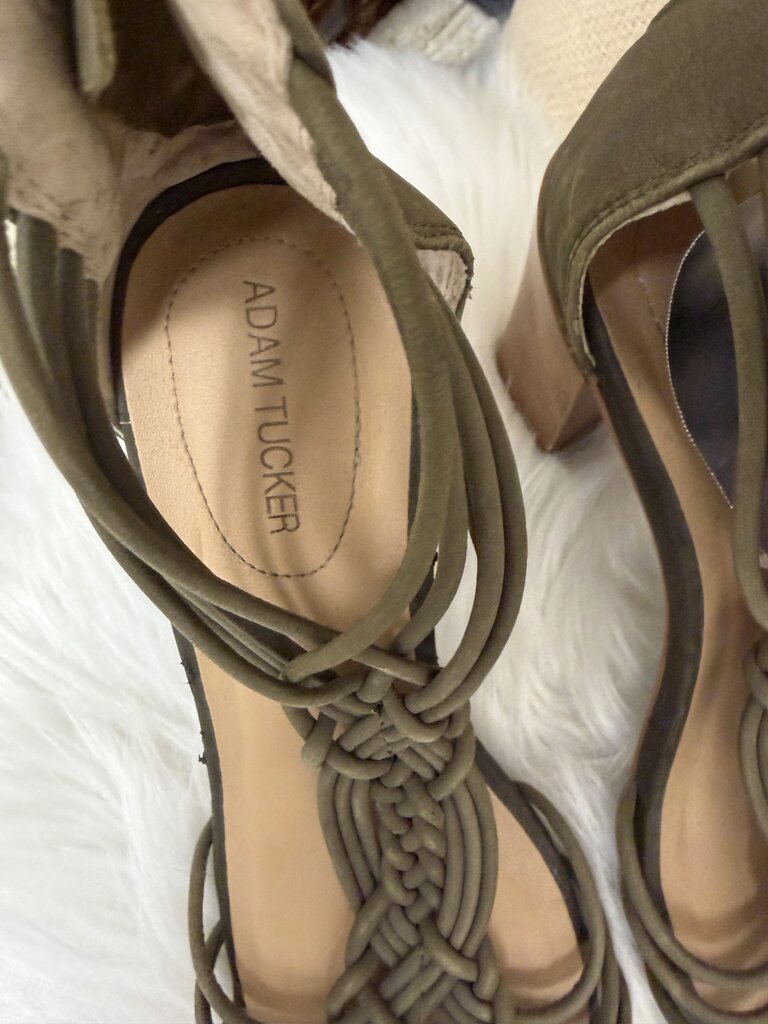 Adam Tucker Olive Green Block Heel Sandal