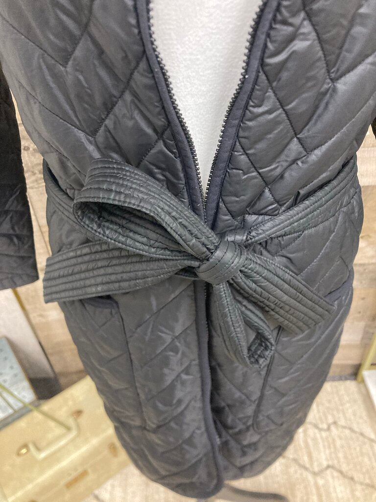 Athleta Black Quilted Tie Waist Jacket
