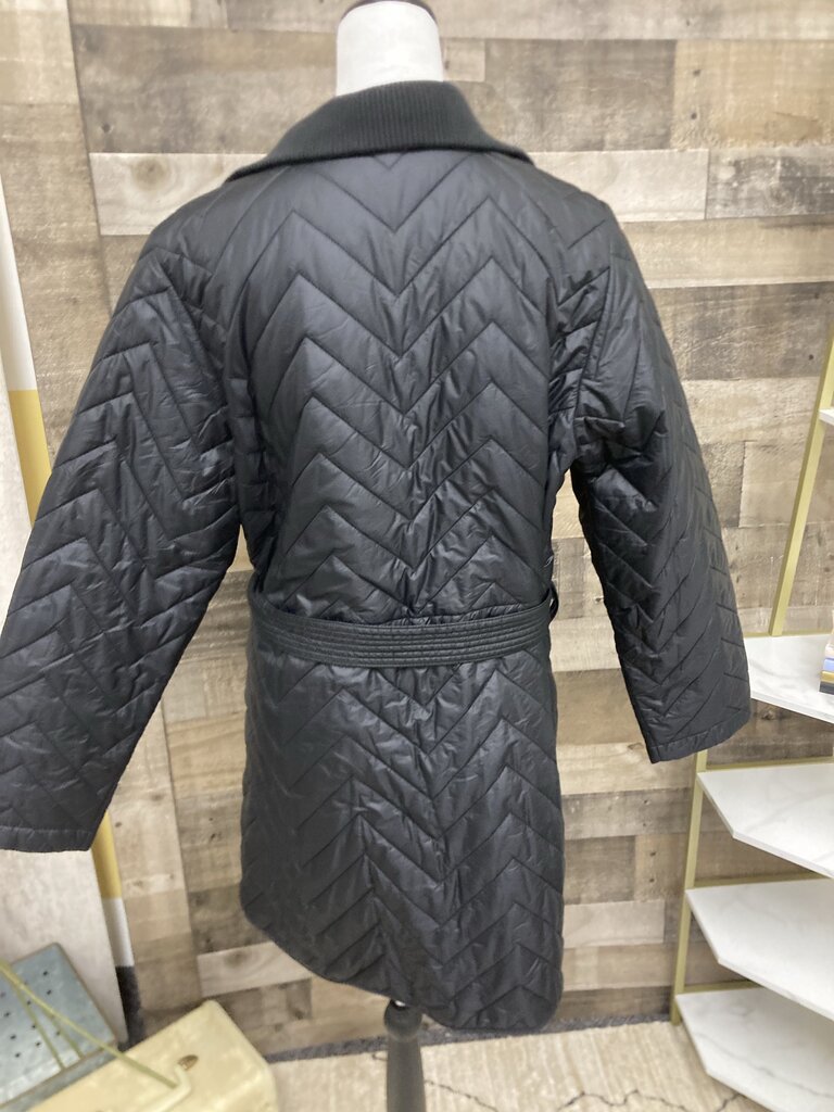 Athleta Black Quilted Tie Waist Jacket