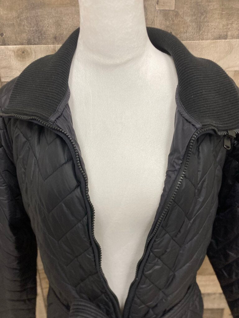 Athleta Black Quilted Tie Waist Jacket