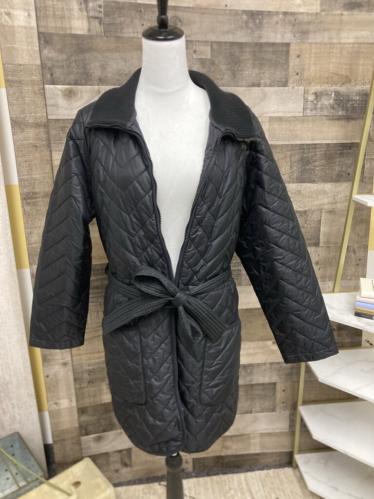 Athleta Black Quilted Tie Waist Jacket