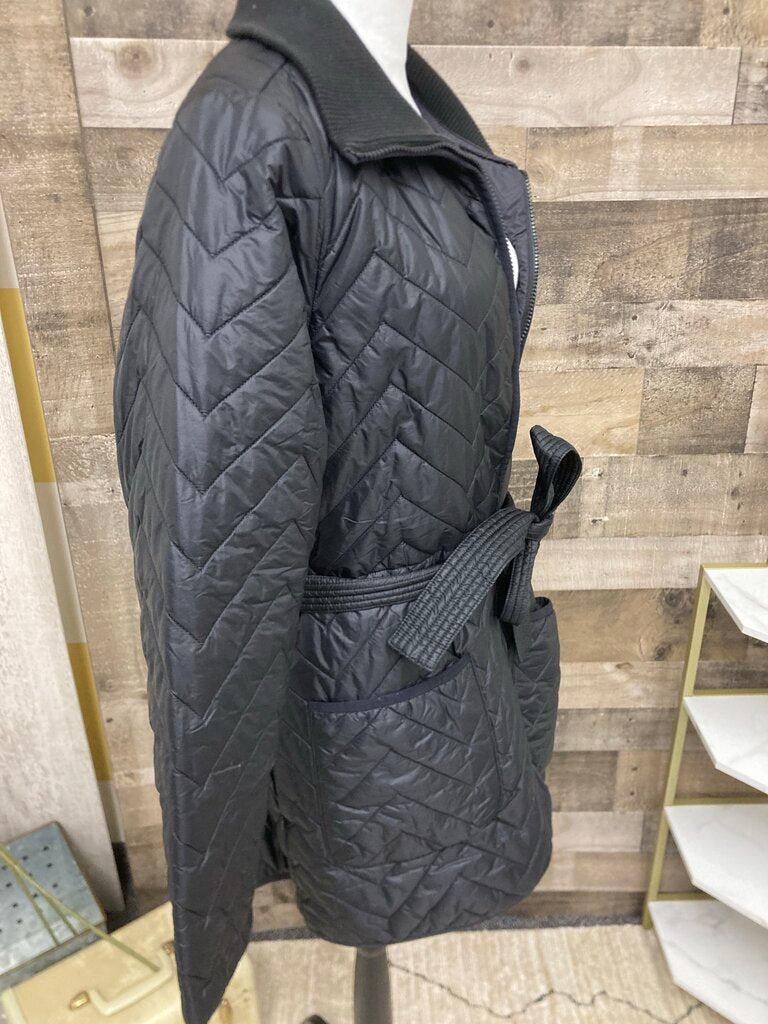 Athleta Black Quilted Tie Waist Jacket