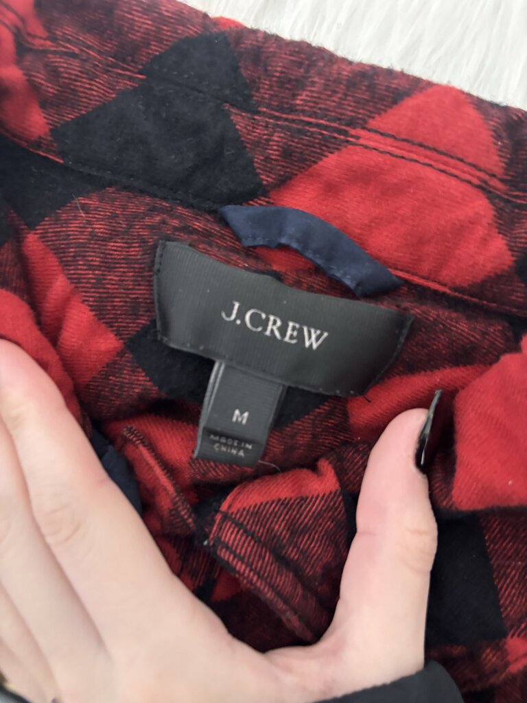 J. Crew Women's Red Black Buffalo Plaid Flannel‎ Pullover Shirt Wool Blend