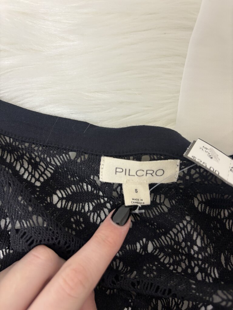 Anthropologie Pilcro Black Buttondown Lace Bodysuit