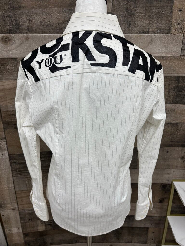 You "Rockstar" Pinstripe White Button Down
