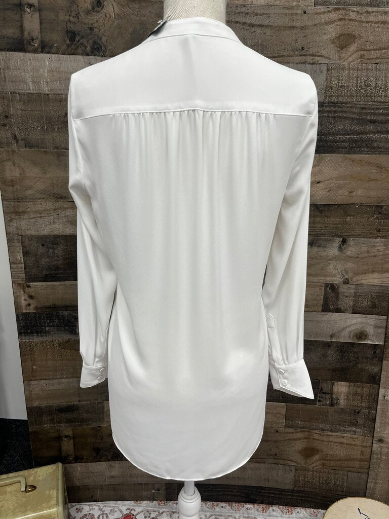 BCBG Max Azria Womens White Drape Front Blouse