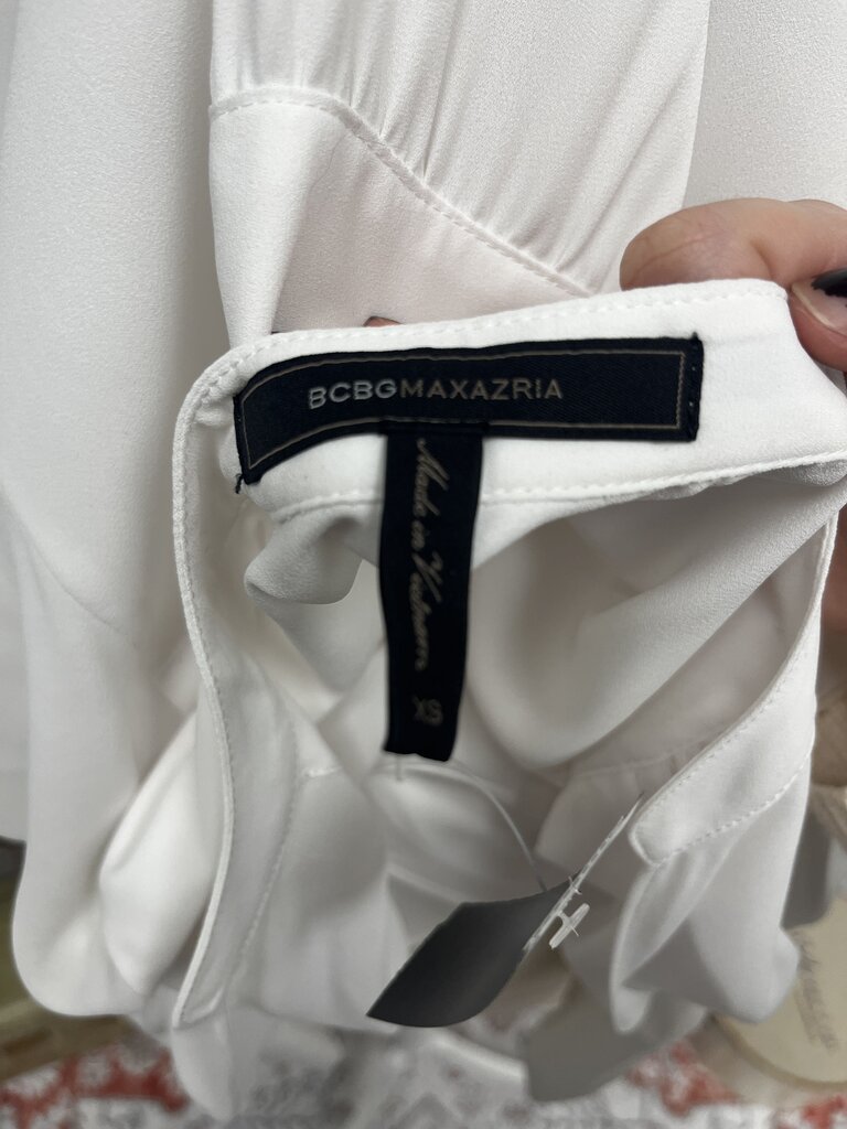 BCBG Max Azria Womens White Drape Front Blouse