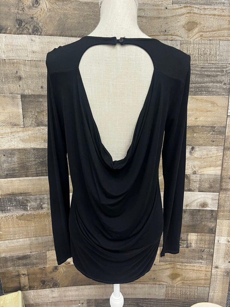 Michael Stars Black Long Sleeve Cut-Out Back Top