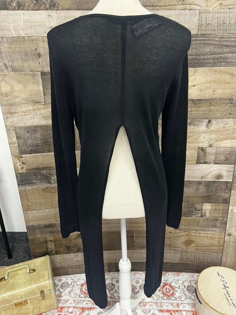 BCBG Max Azria Black Sheer Long Sleeve Shirt