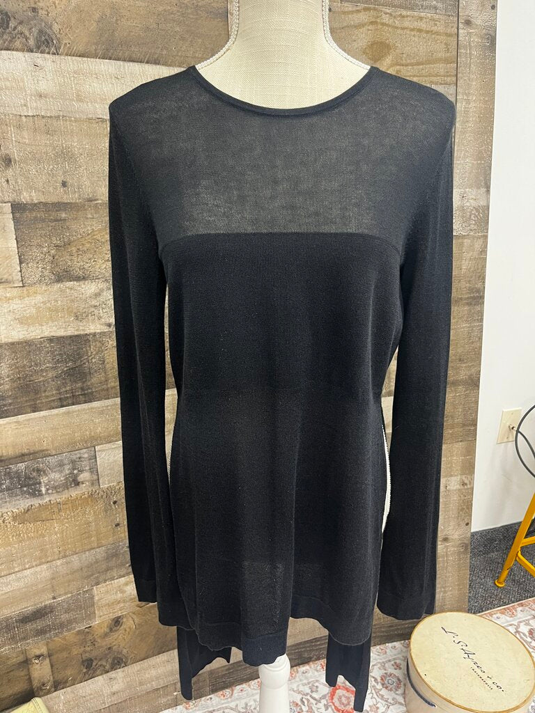 BCBG Max Azria Black Sheer Long Sleeve Shirt