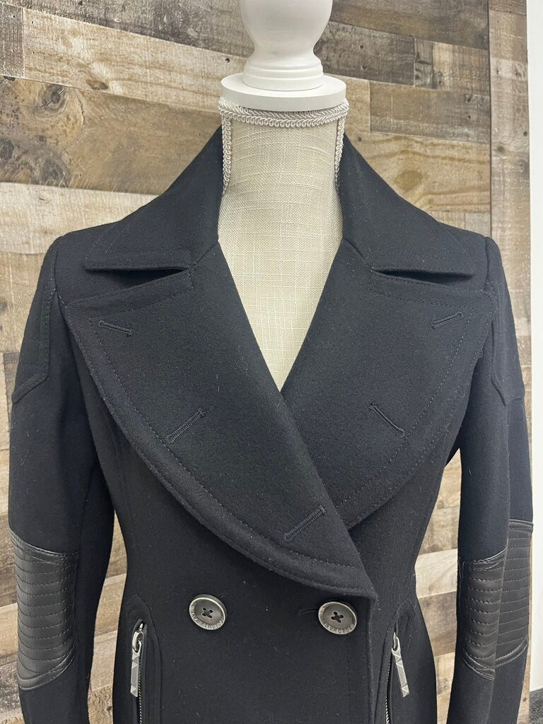 BCBG Max Azria Black Wool Double-Breasted Coat
