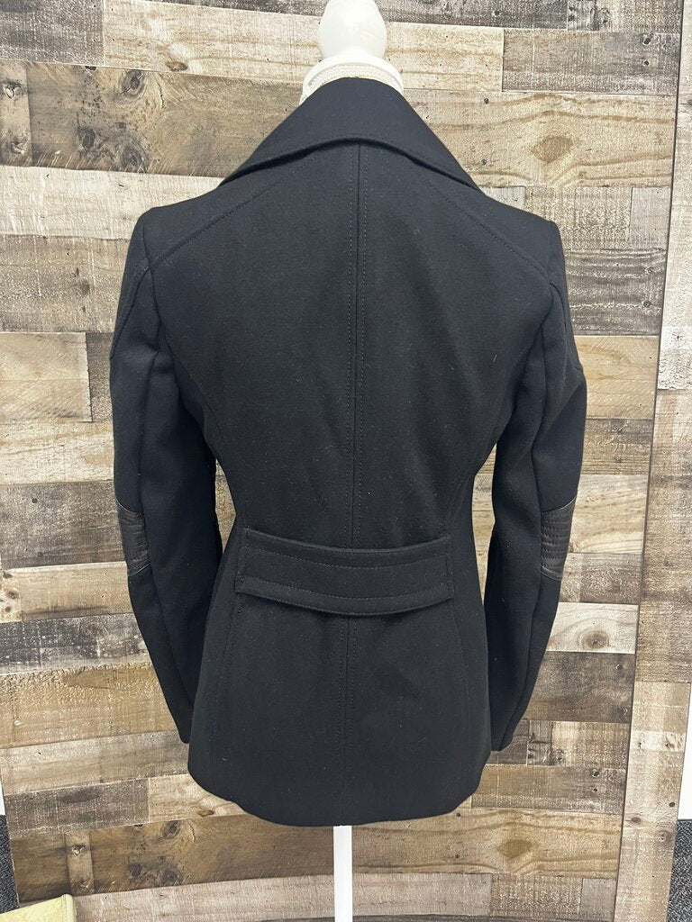 BCBG Max Azria Black Wool Double-Breasted Coat