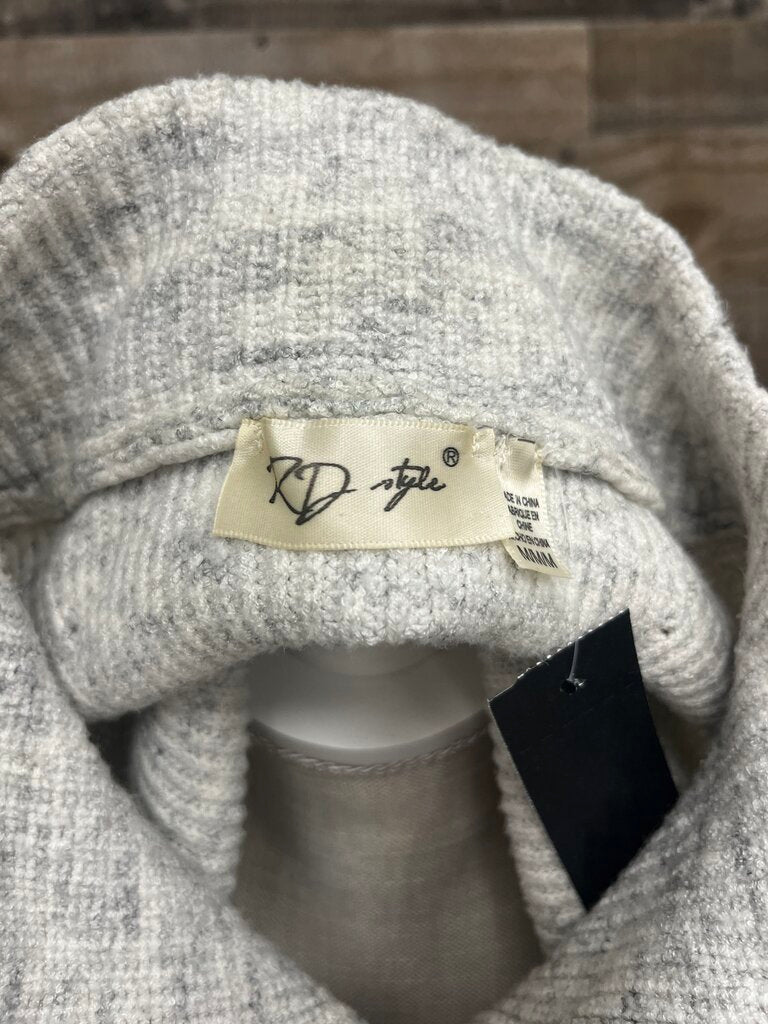 RD Style Grey Quarter-Zip Ribbed Sweater