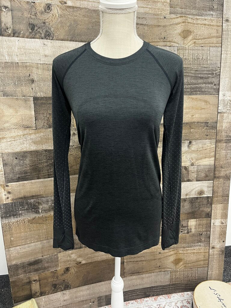 Lululemon Grey Athletic Fitted Long Sleeve Top
