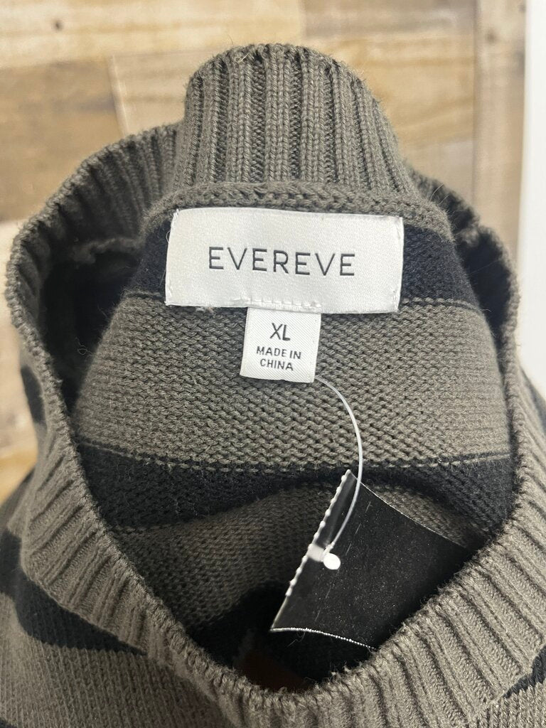 Evereve Green & Black Striped Oversized Sweater