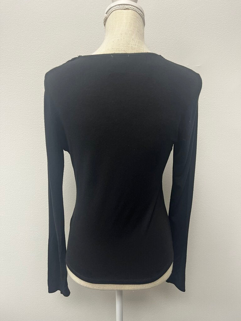 Peyton Jensen Black Long Sleeve Shirt w Shoulder Cut Out