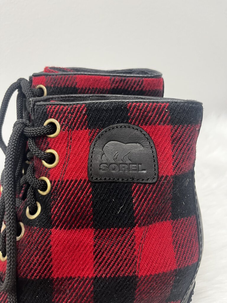SOREL PDX Plaid and Leather Wedge Booties