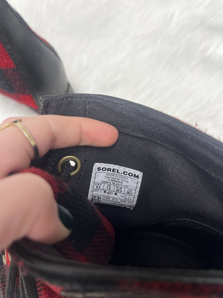 SOREL PDX Plaid and Leather Wedge Booties