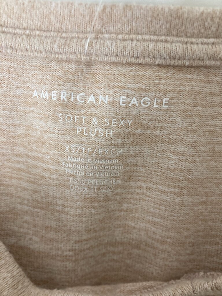 American Eagle Soft and Sexy Plush Long Sleeve Blush V-Neck