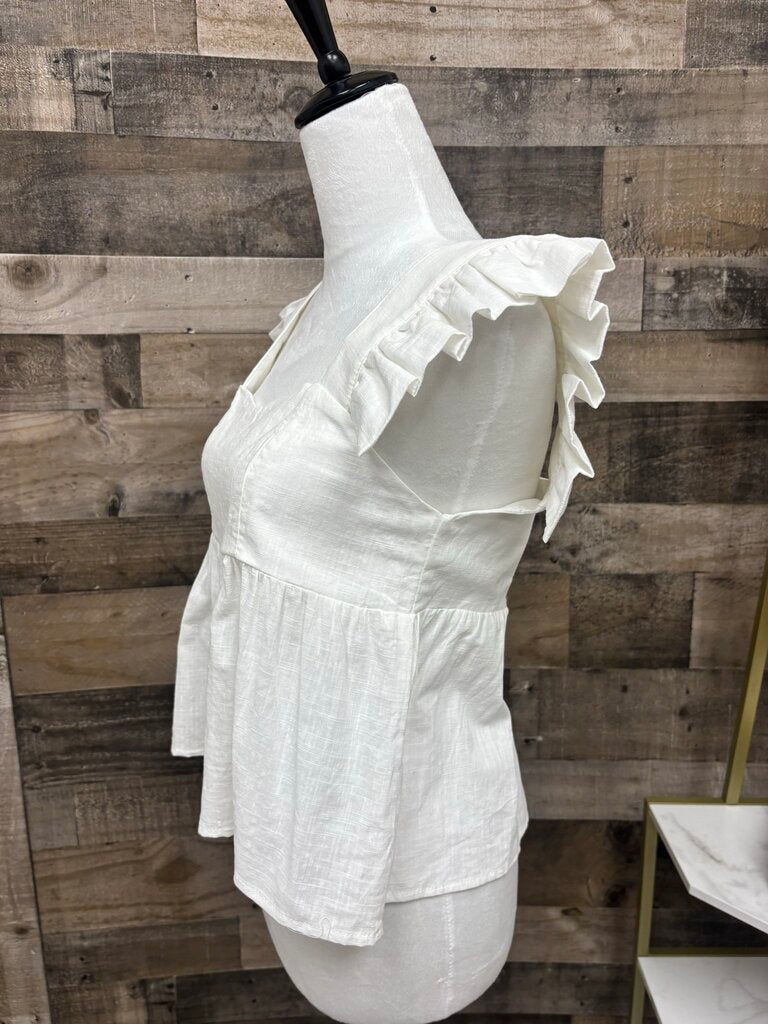 Shein White Ruffle Tank Top