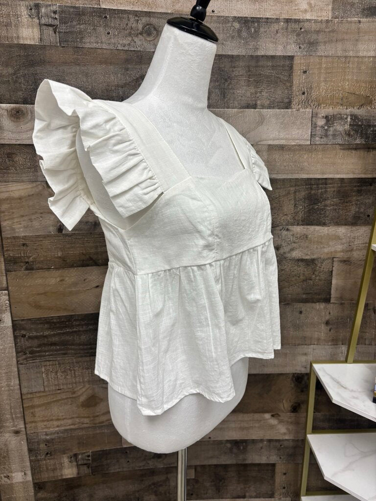 Shein White Ruffle Tank Top