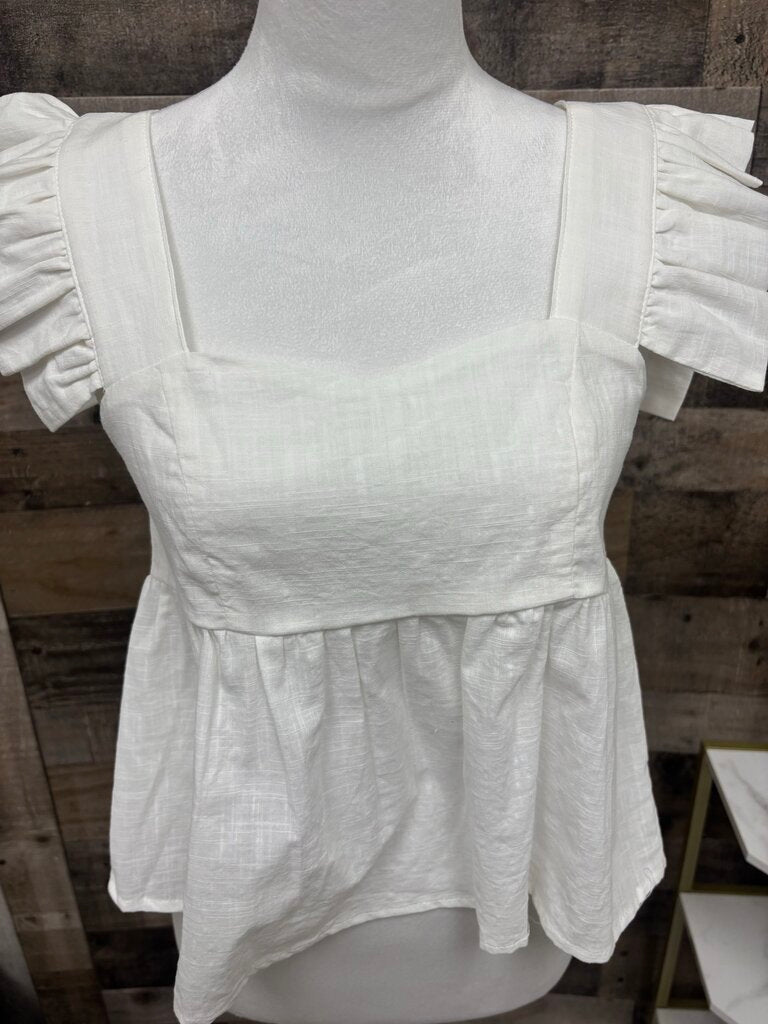 Shein White Ruffle Tank Top