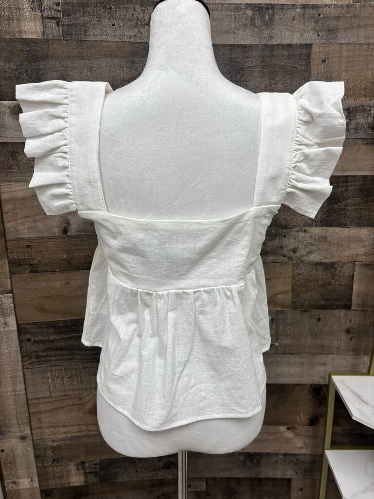 Shein White Ruffle Tank Top