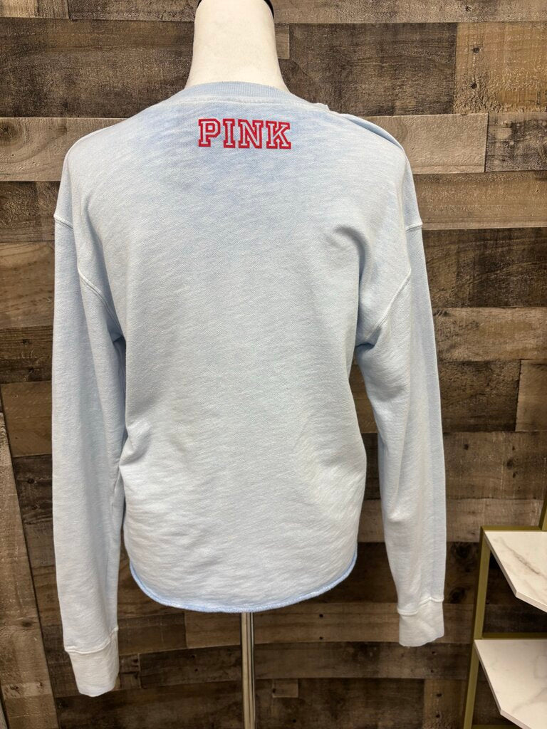 PINK Buckeyes Cropped Blue Long Sleeve Tee