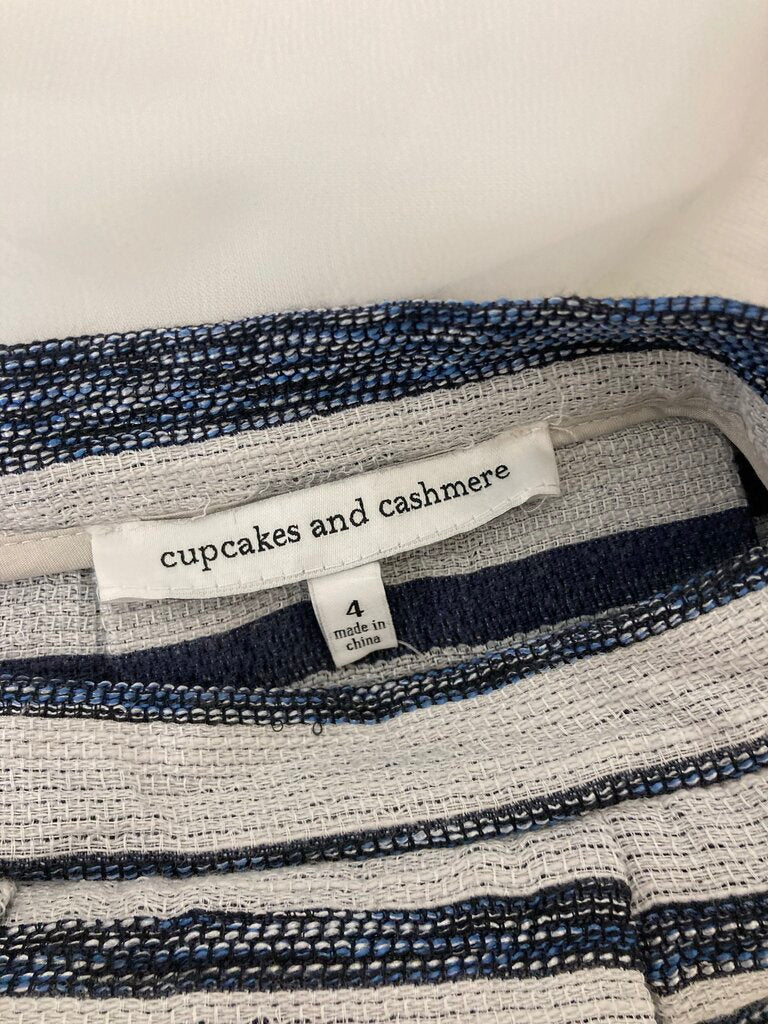Cupcakes and Cashmere A-Line Pleated Blue and White Skirt