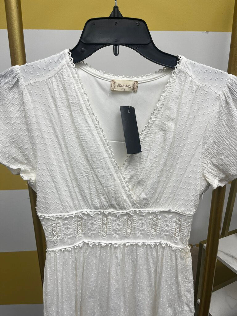 Altar’d State White Flutter Sleeve Boho Mini Dress