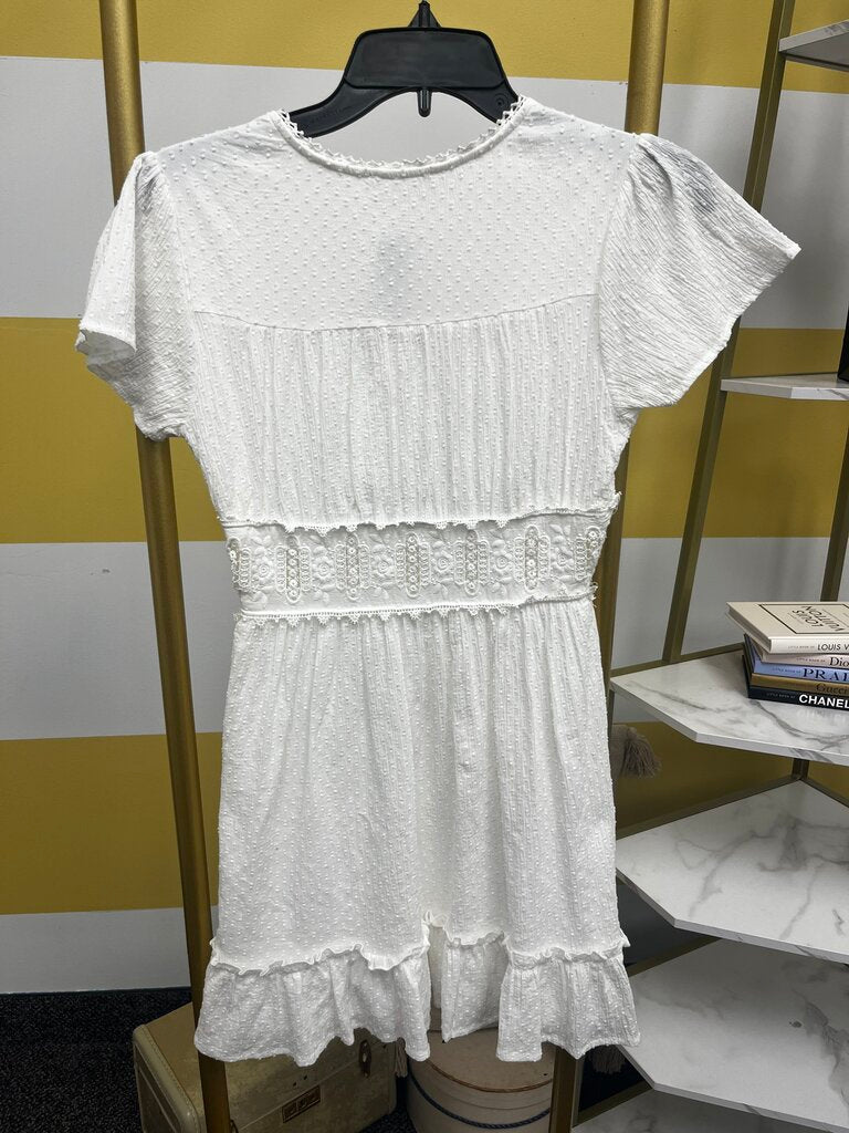 Altar’d State White Flutter Sleeve Boho Mini Dress