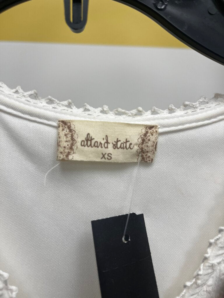 Altar’d State White Flutter Sleeve Boho Mini Dress