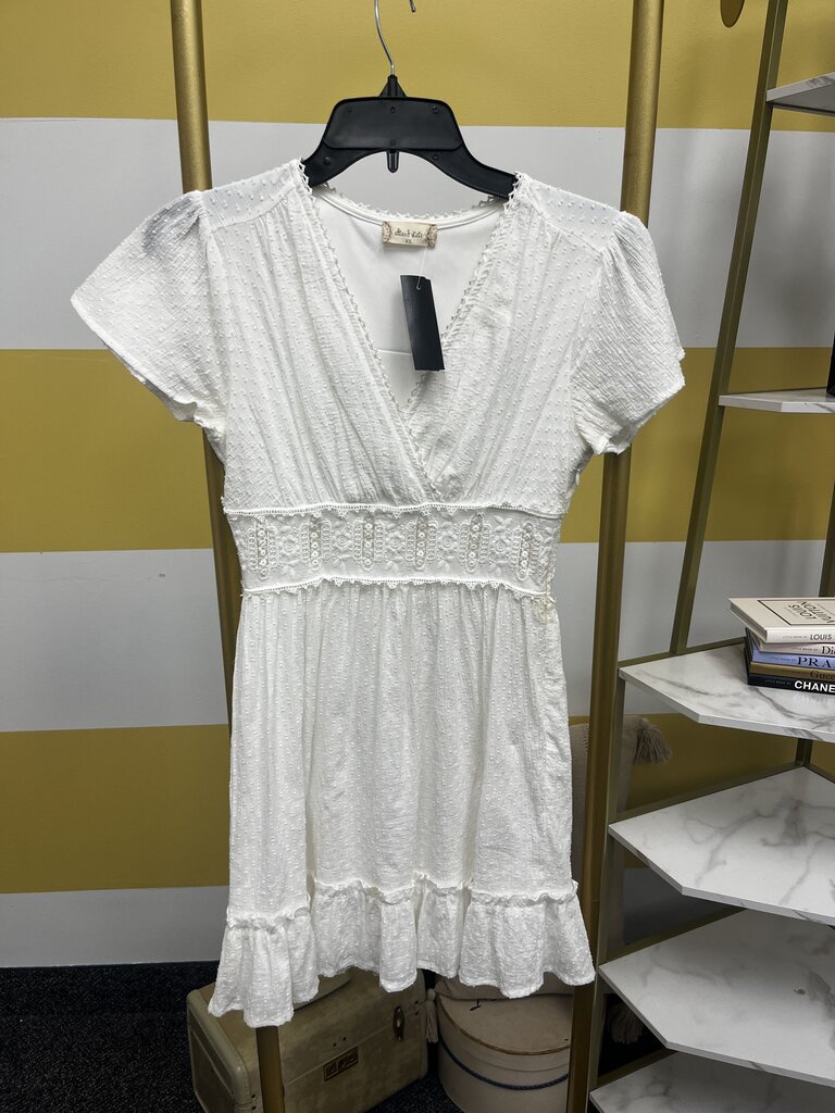 Altar’d State White Flutter Sleeve Boho Mini Dress