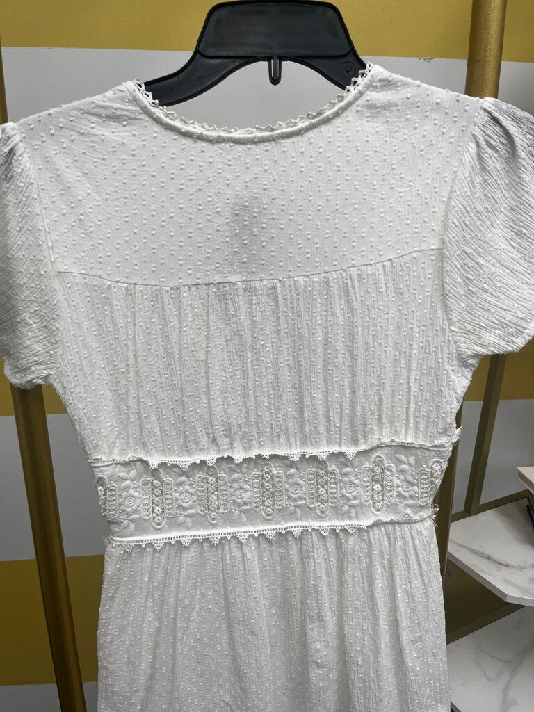 Altar’d State White Flutter Sleeve Boho Mini Dress