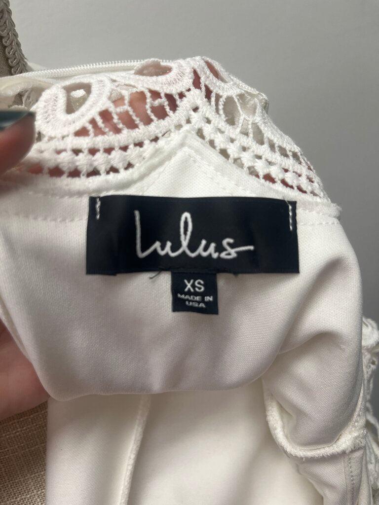 Lulus White Lace Neck Sleeveless Cocktail Dress